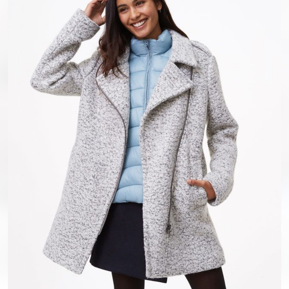 LOFT Heather Gray Boucle Coat